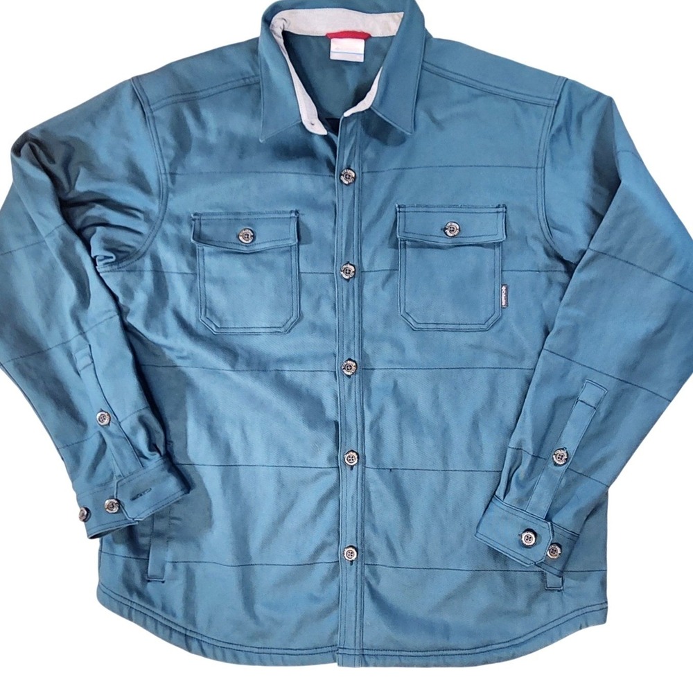 Columbia Men's Log splitter Button Up Fleece Lined Shirt Teal Blue XL